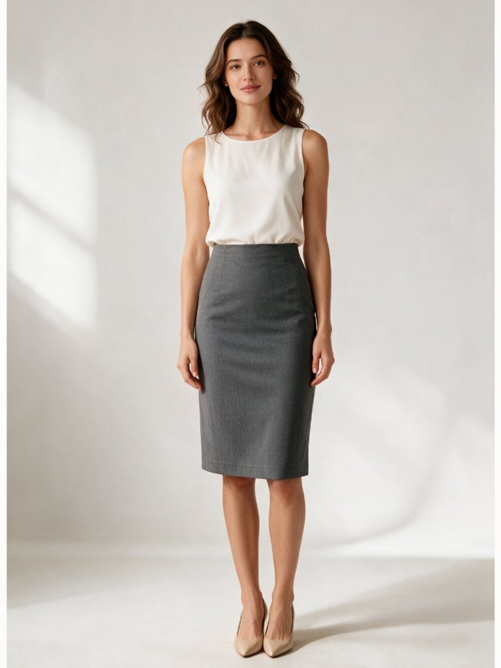 Elegant Gray Pencil Skirt